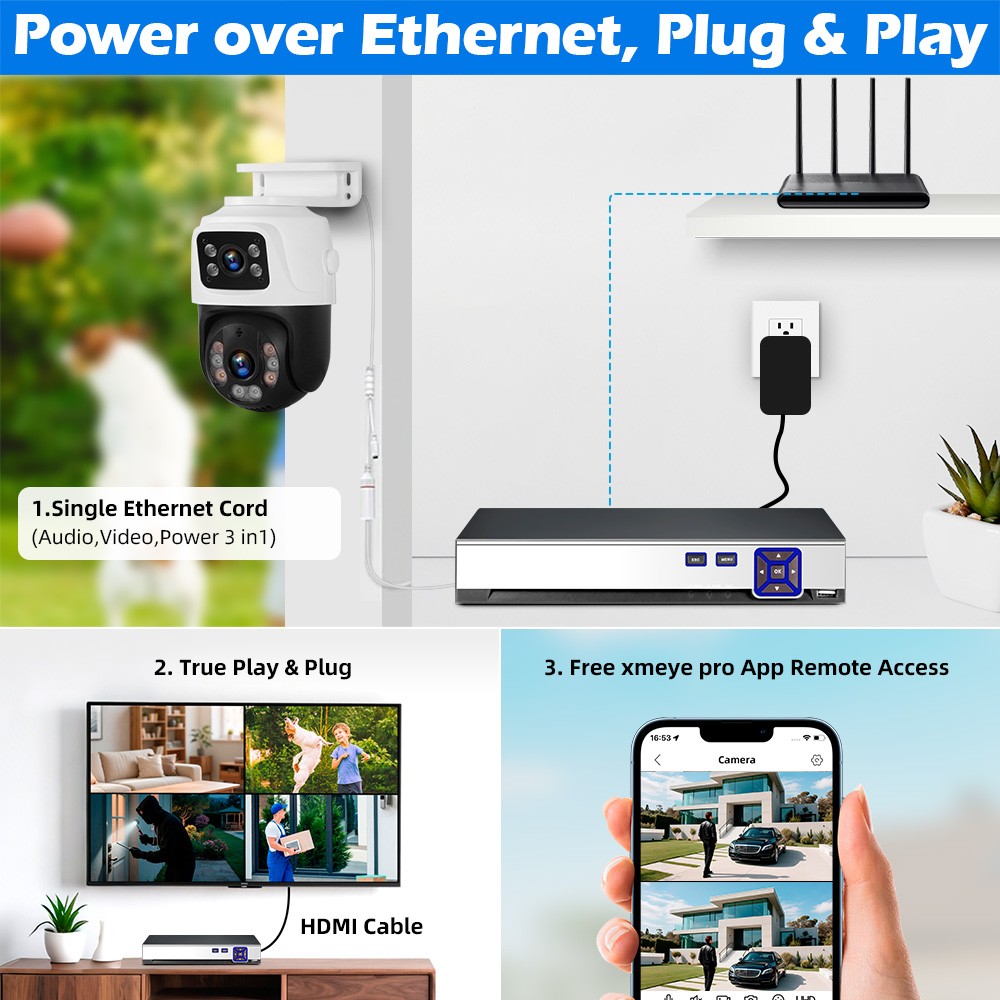 6MP 8 Channel PoE NVR Security Camera Kit Motion Alert Outdoor IP Surveillance