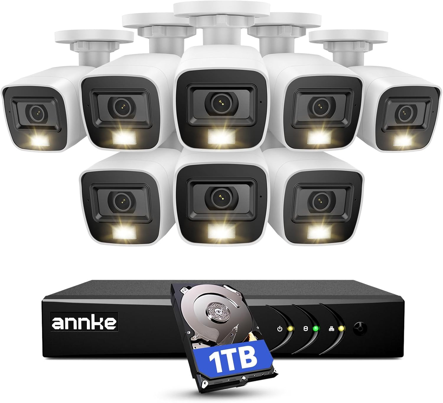 K Lite Wired Security Camera System with AI Human/Vehicle Detection, H.265+ 8CH