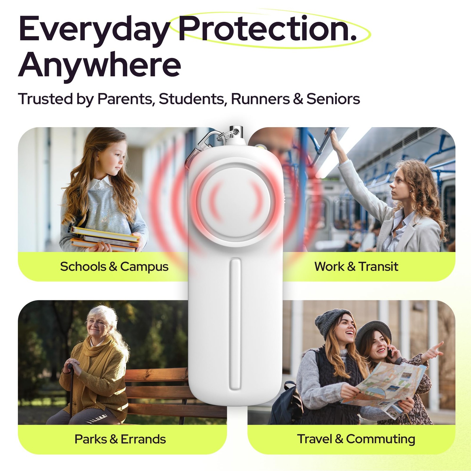Personal Safety Alarm Keychain – 130dB Siren, LED Light, Panic Pin – Compact …