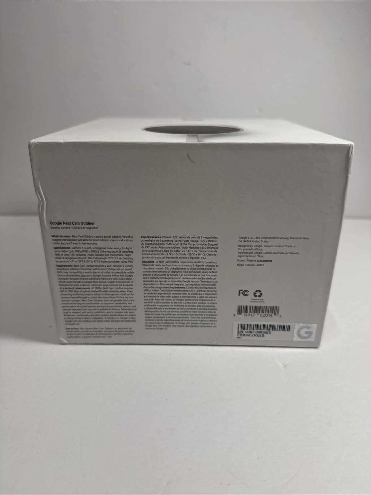 New Google Nest Cam Outdoor 1st Gen A0033 (NC2100ES) IOB