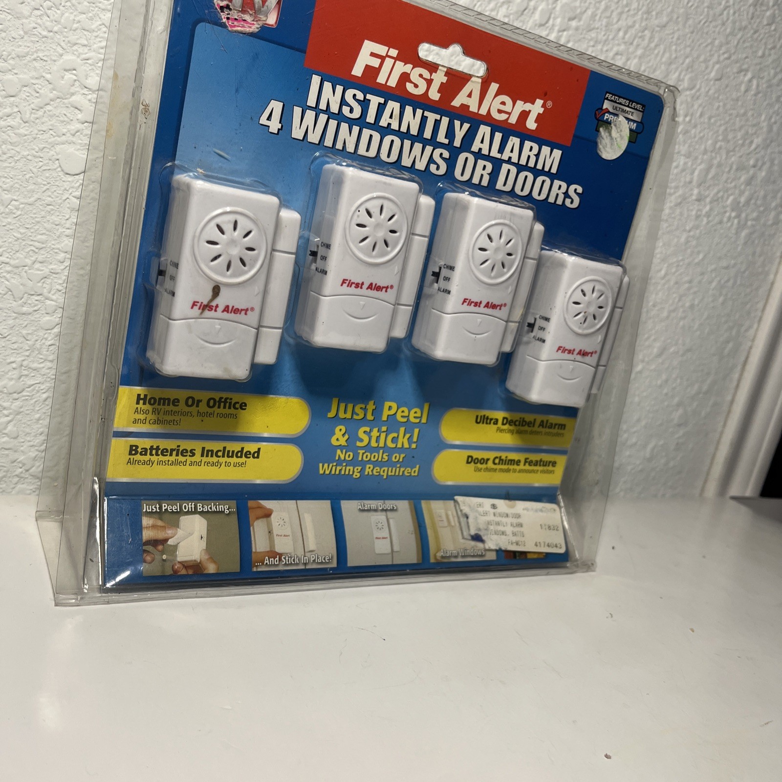 First Alert Instant Alarm For 4 Windows or Doors Peel and Stick As Seen on TV