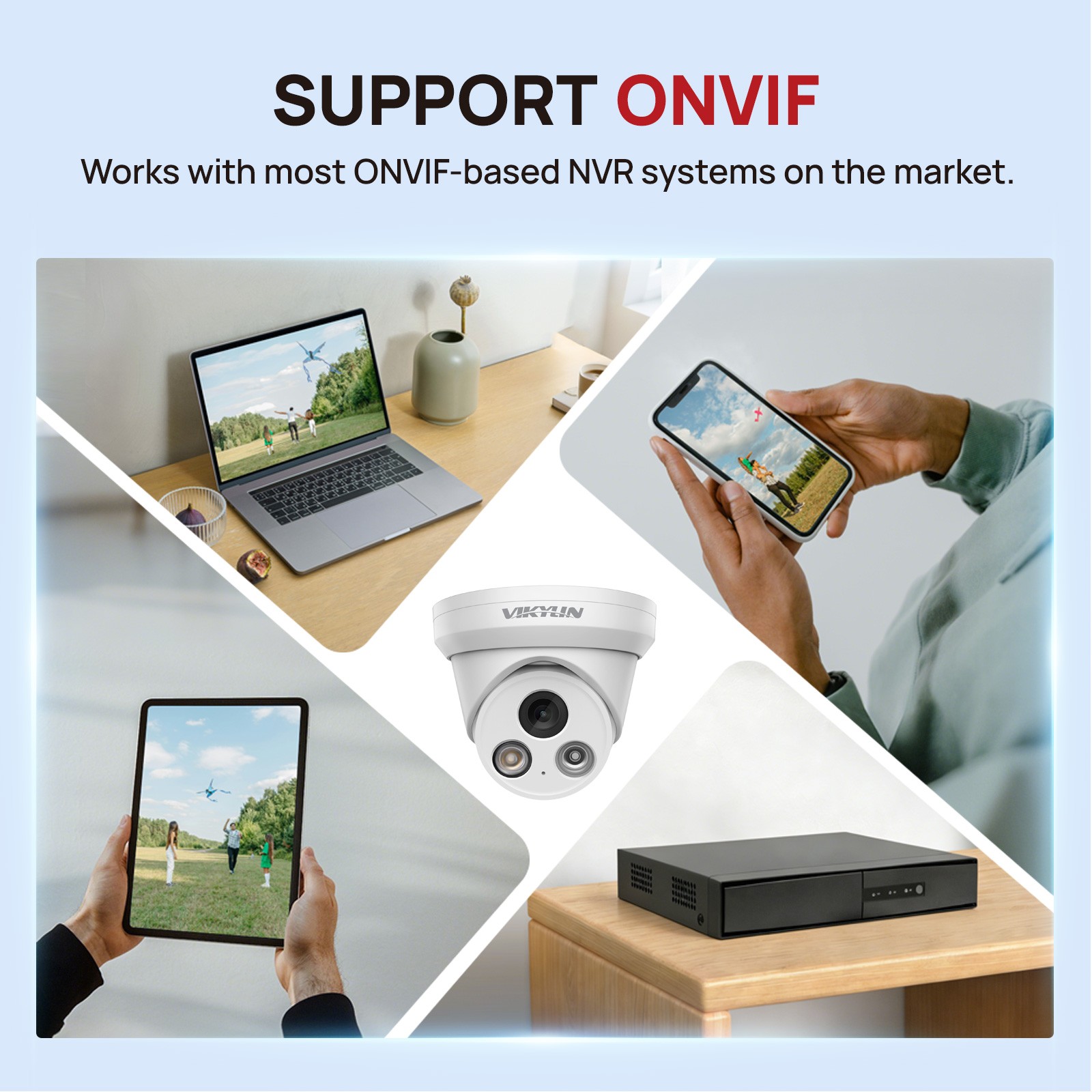 Vikylin 4K 16CH 16POE NVR CCTV System 8MP Camera Outdoor Full Color+IR Audio Lot