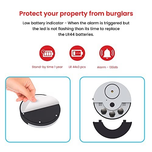 Extra Loud 130dB Window Alarm System – Vibration Sensors, Easy Install, 6 Set Bl