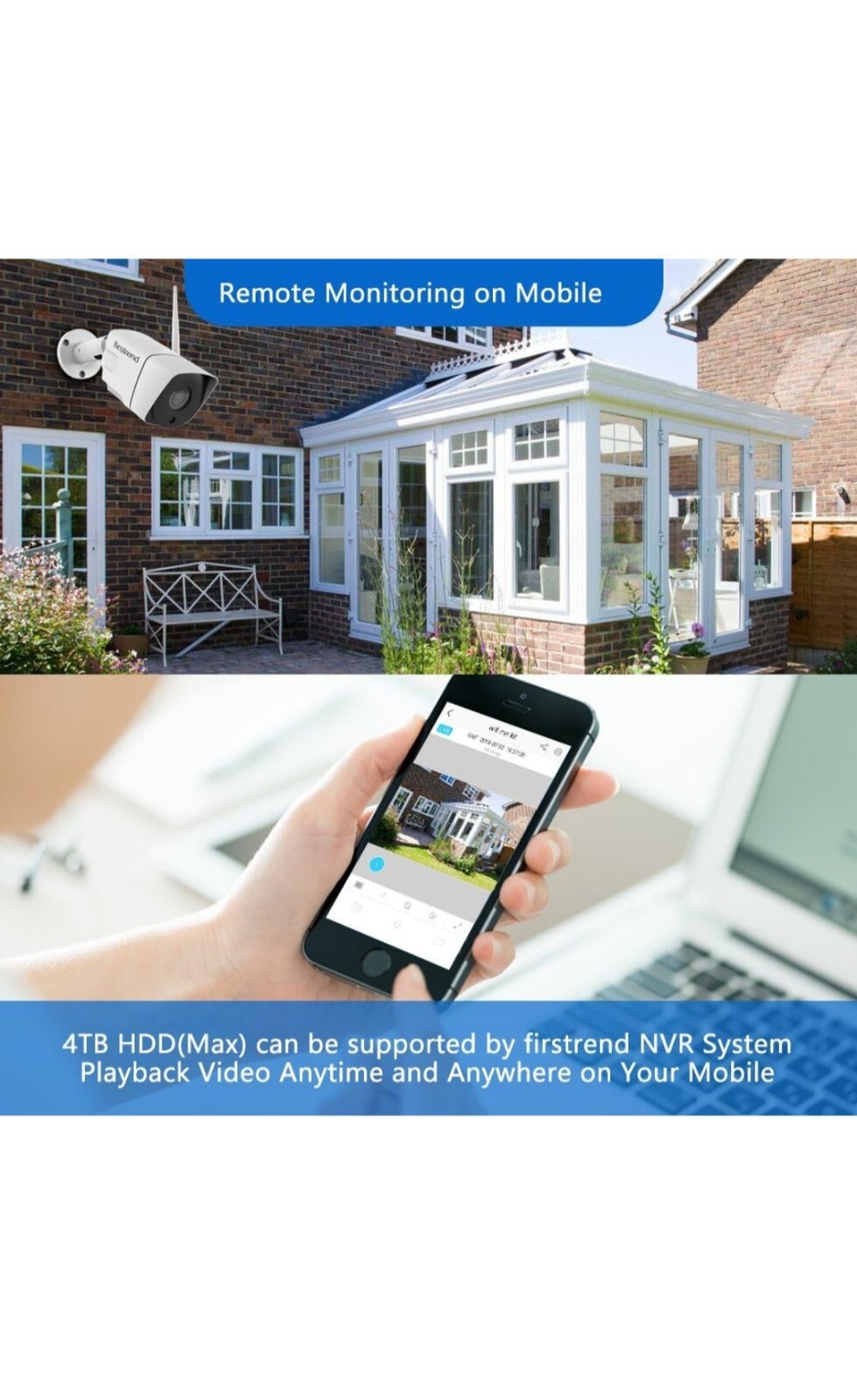 1080P Wireless Security Camera System, Firstrend 8CH Wireless DVR System with 4