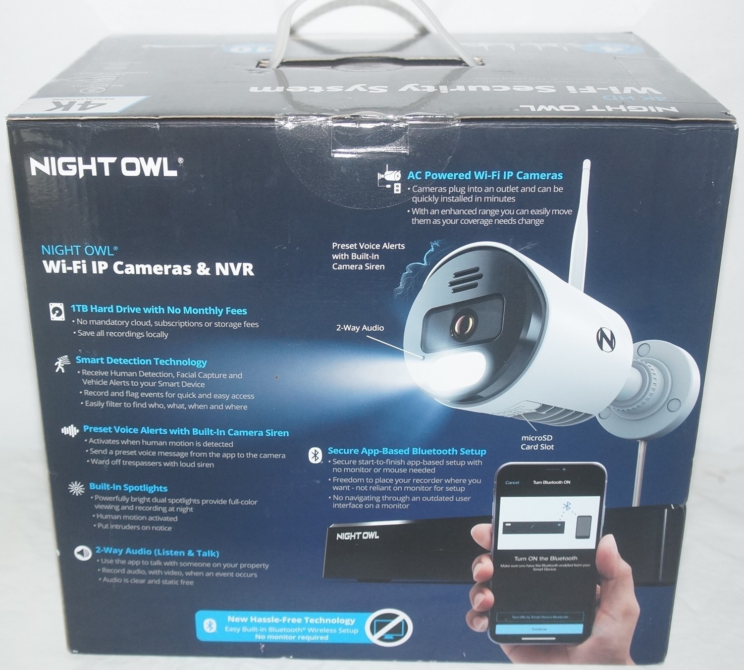 New Night Owl 10 Channel Bluetooth Video Home Security Camera System w/4 4K Cam