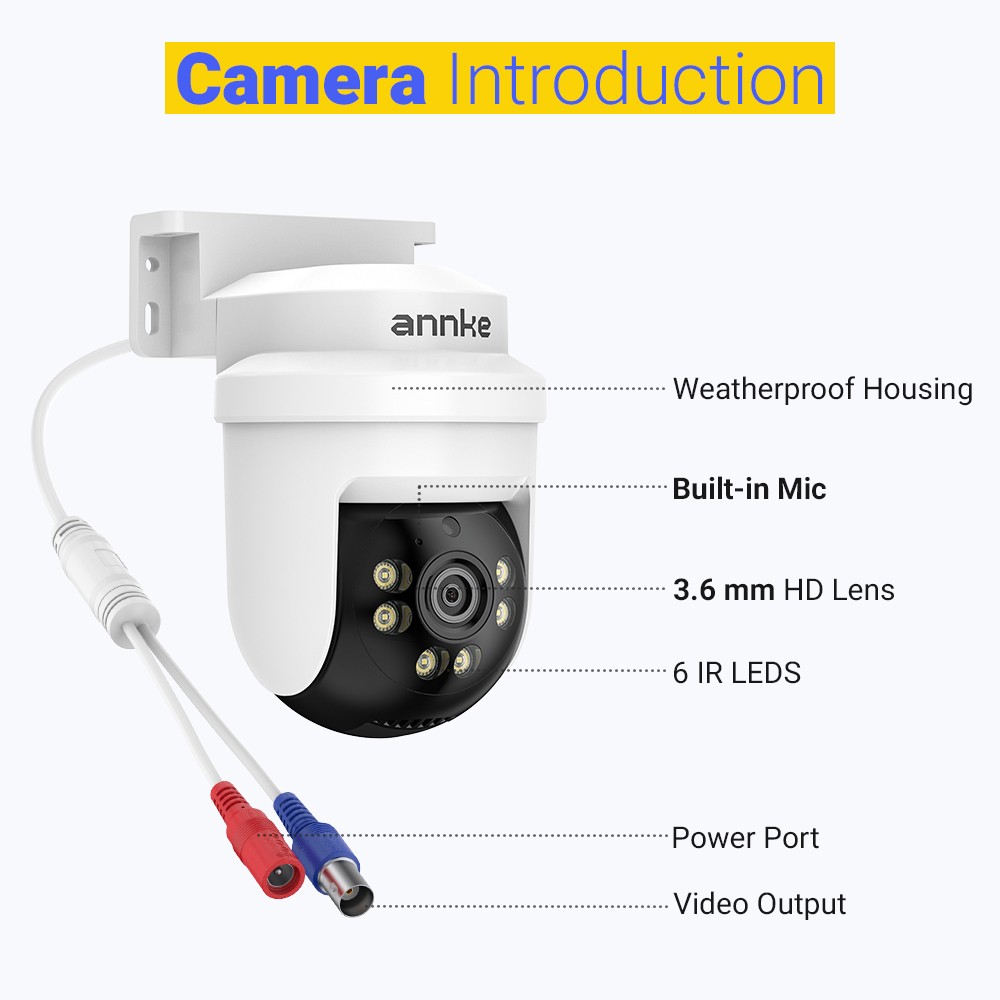 ANNKE 8CH 5MP DVR HD 1080P Video AI Security Camera System Outdoor 350° Pan&Tilt