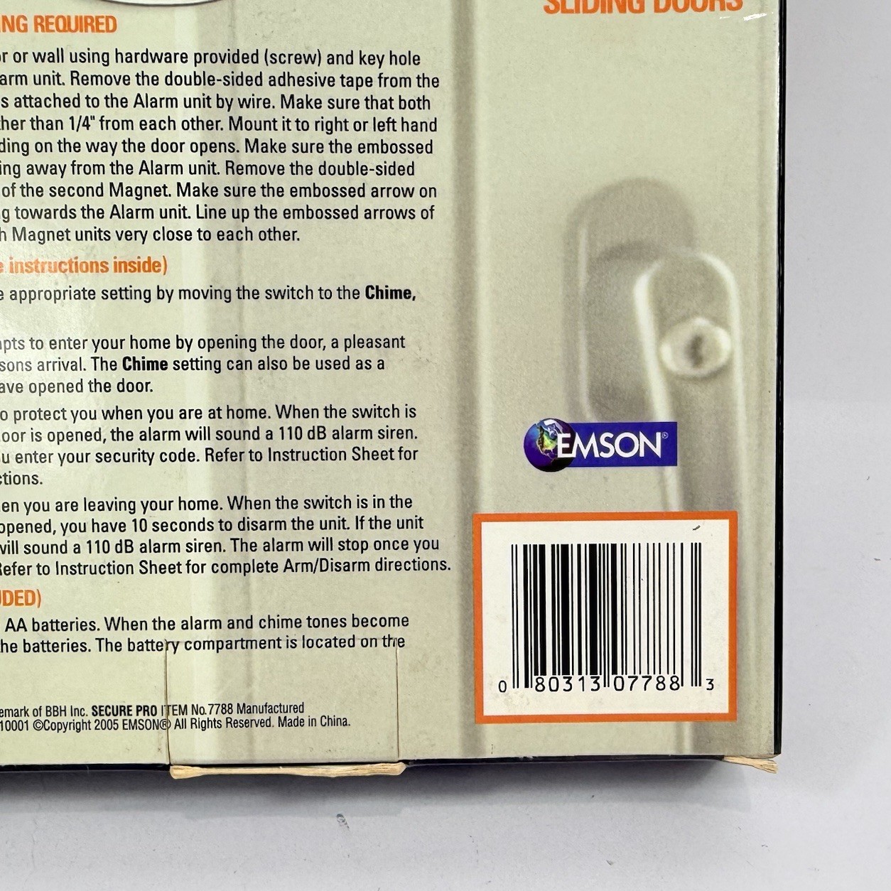 Bell and Howell Secure Pro Keypad 110 Alarm System Model 7788 Panic Button NEW