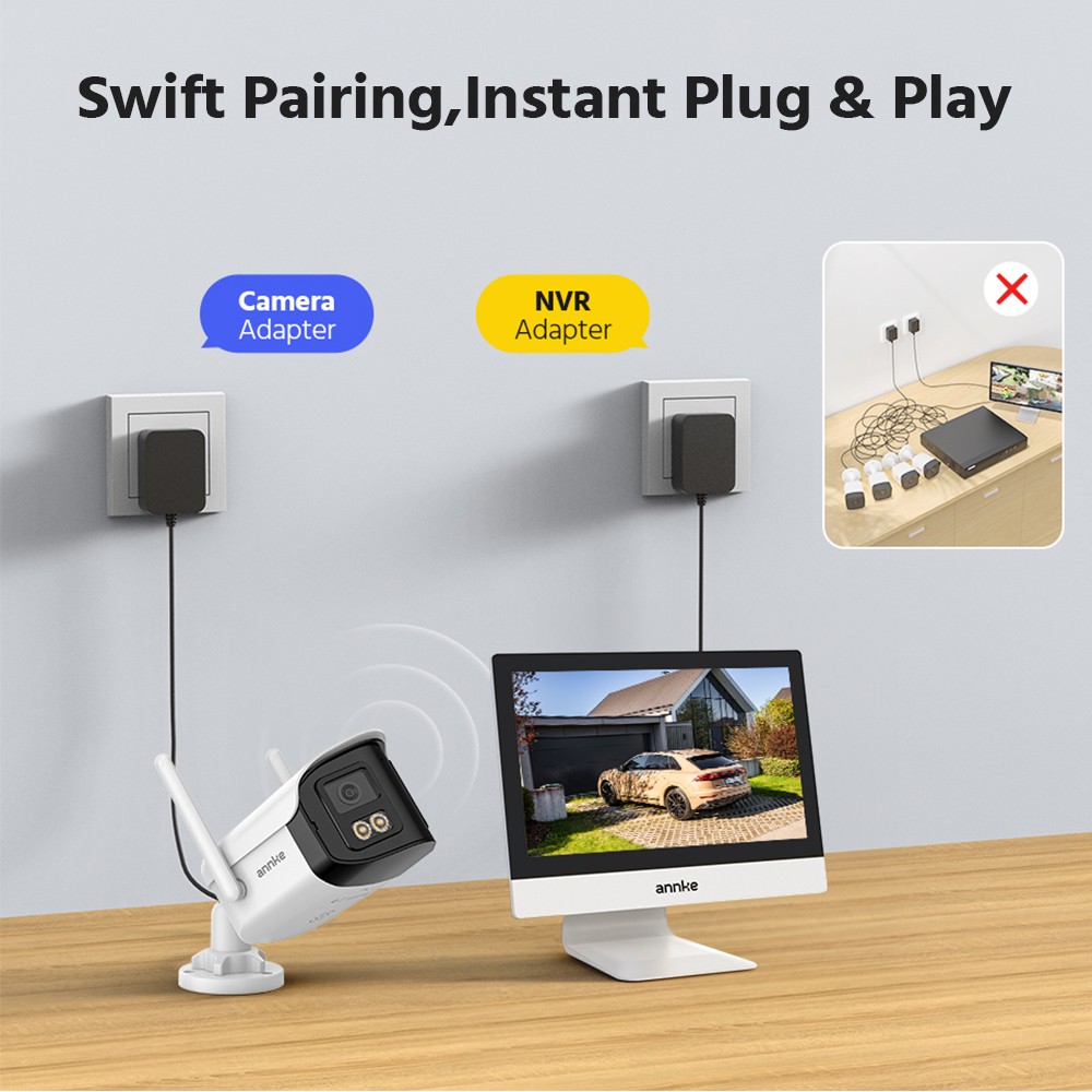 ANNKE 10CH 12” Monitor Wireless 4MP Dual Lens Security Camera System 2 Way Talk