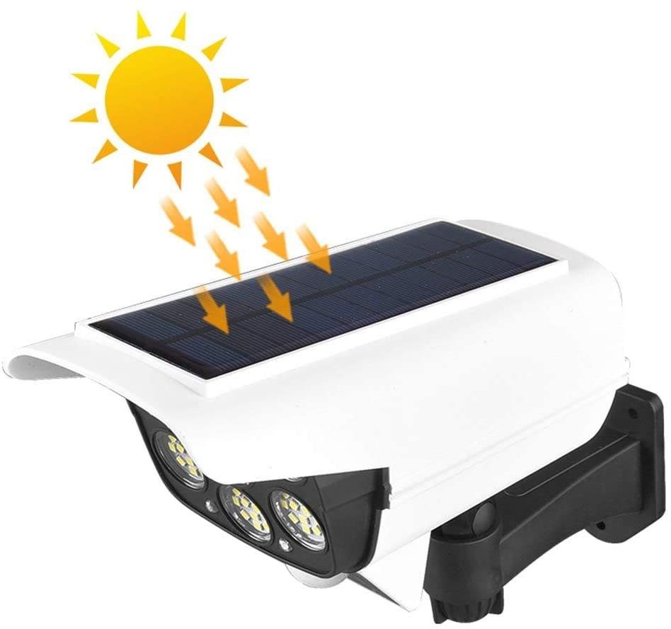 Outdoor Home Security Alarm LED Flash lamp Solar PIR Motion Sensor Dummy Camera