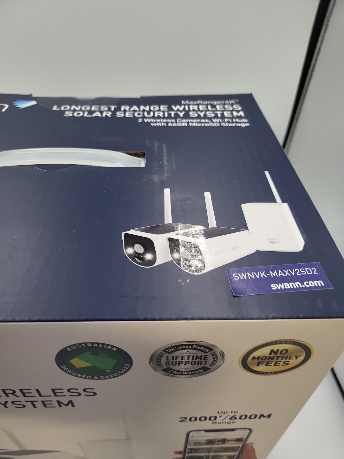 Swann MaxRanger Version 2 4K Solar Wireless Security System Base Station + 2 Cam