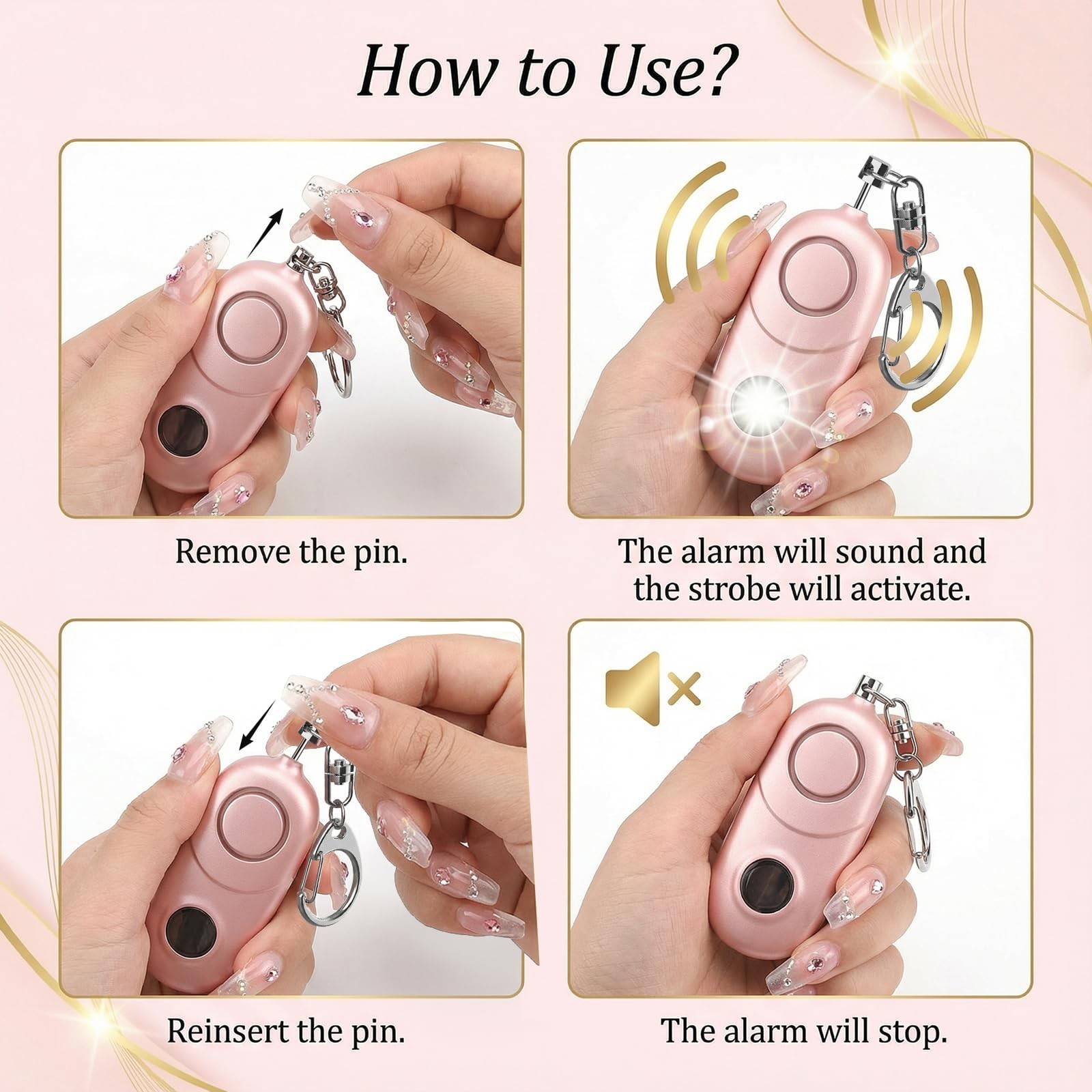 Personal Alarm for Women Keychain Alarm: 135dB Emergency Keychain Siren with …