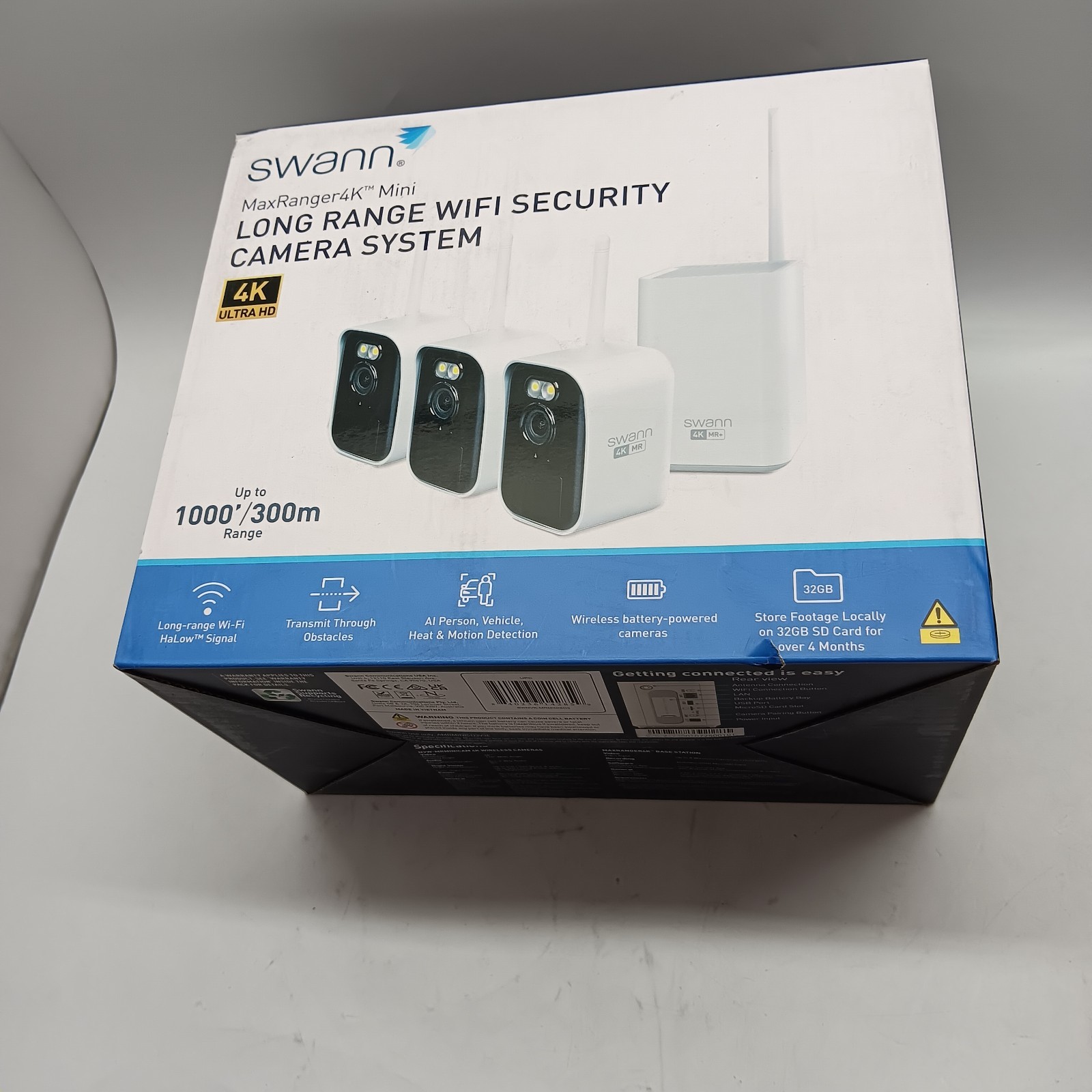 Swann MaxRanger4K 3-Camera Long-Range Wireless Security System NO MONTHLY FEE