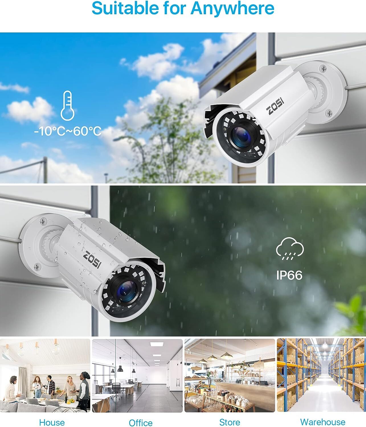ZSOI 2MP TVI Surveillance Analog 4PK Security Bullet Camera CCTV 24/7 View BNC