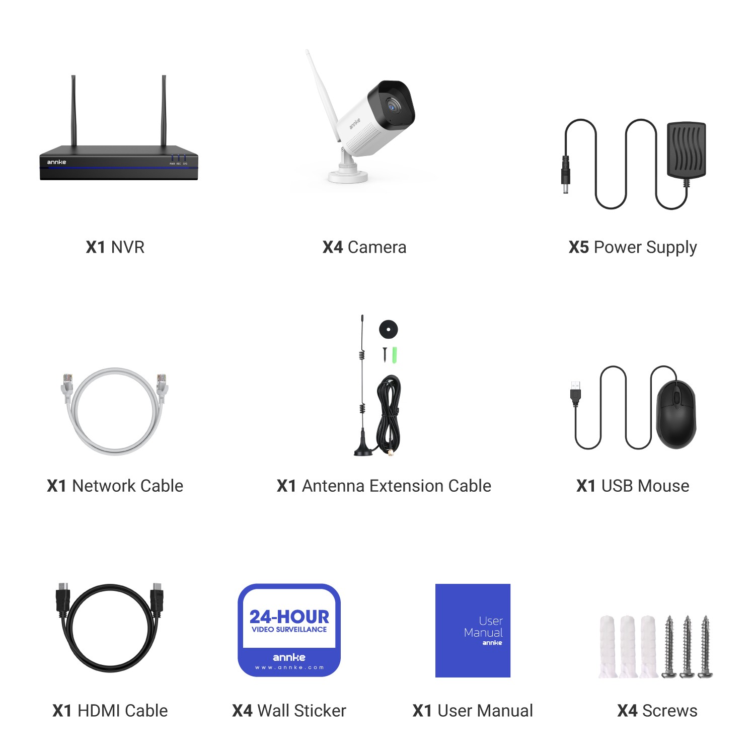 ANNKE 16CH 4K NVR Wireless 3MP Security IP Camera System Two Way Audio Recording