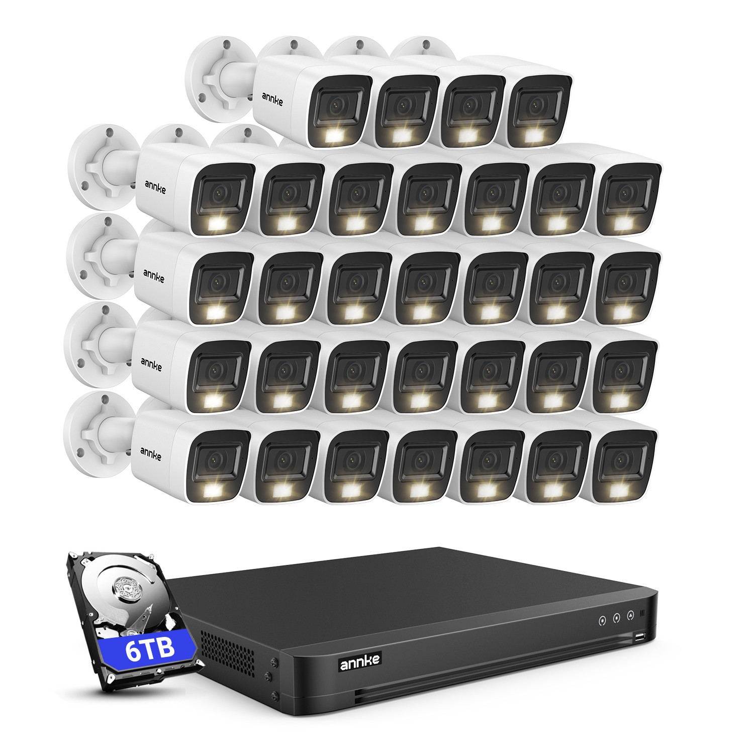 ANNKE 32CH 3K Lite DVR 5MP Audio Security Camera System Color Night AI Detection