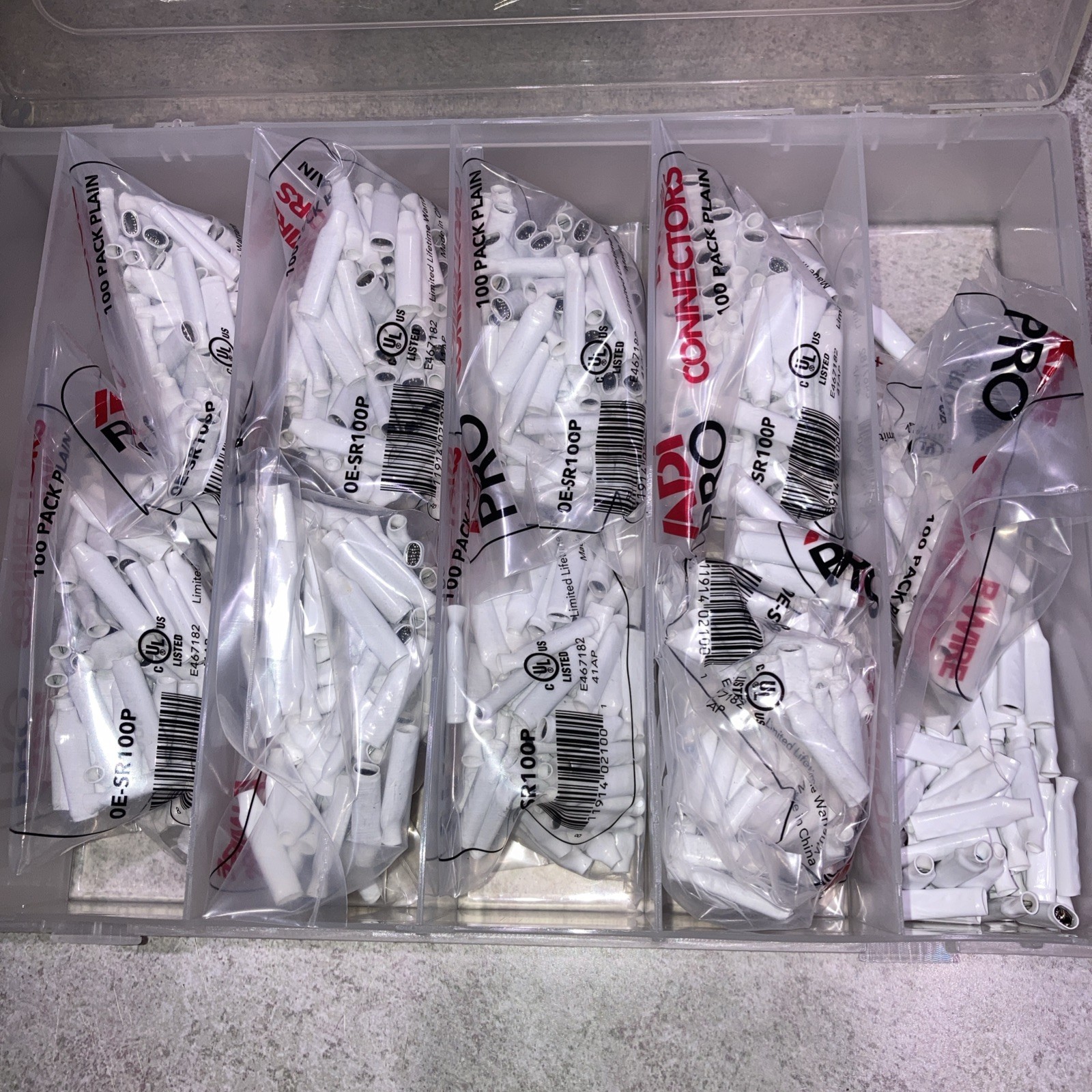 800pc B Connectors Alarm Wire Crimp Dry Beanies (x8) 0E-SR100P