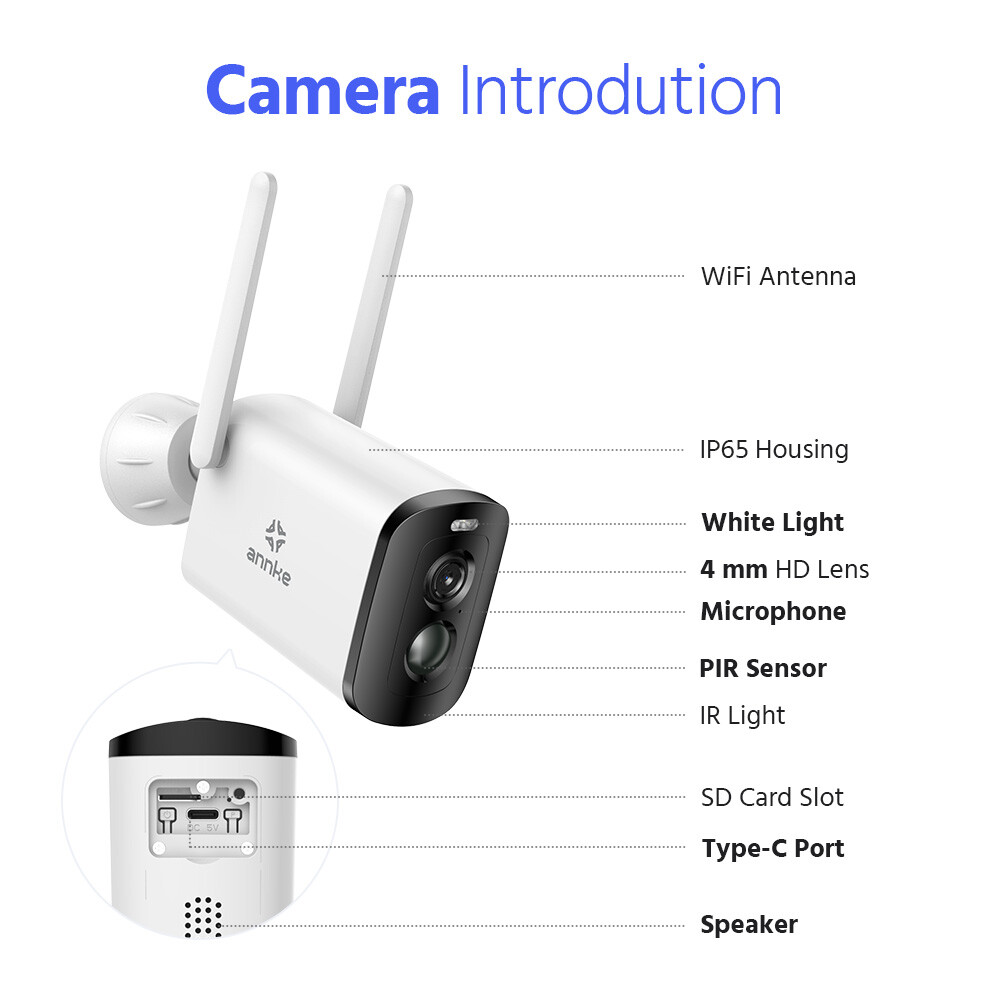 ANNKE Wireless CCTV PIR Security Camera System Solar Battery Outdoor 2 Way Audio
