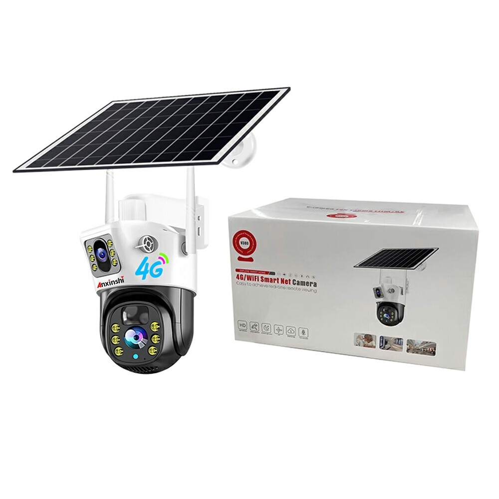 Anxinshi Brand HD 1080P 4G WiFi Solar Panel Battery PTZ CCTV Camera APP UBOX