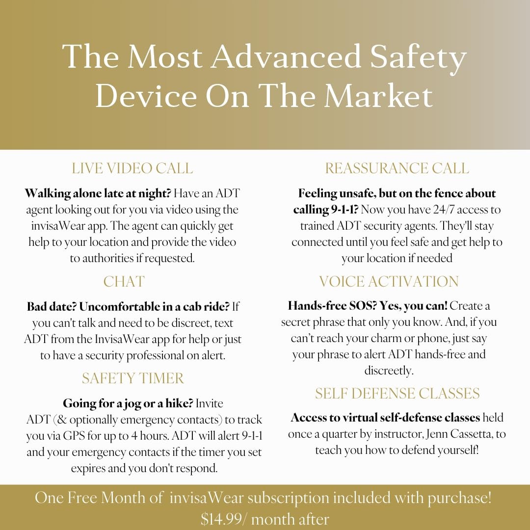 invisawear Smart Jewelry – Personal Safety Device – Gold Expandable Bracelet …