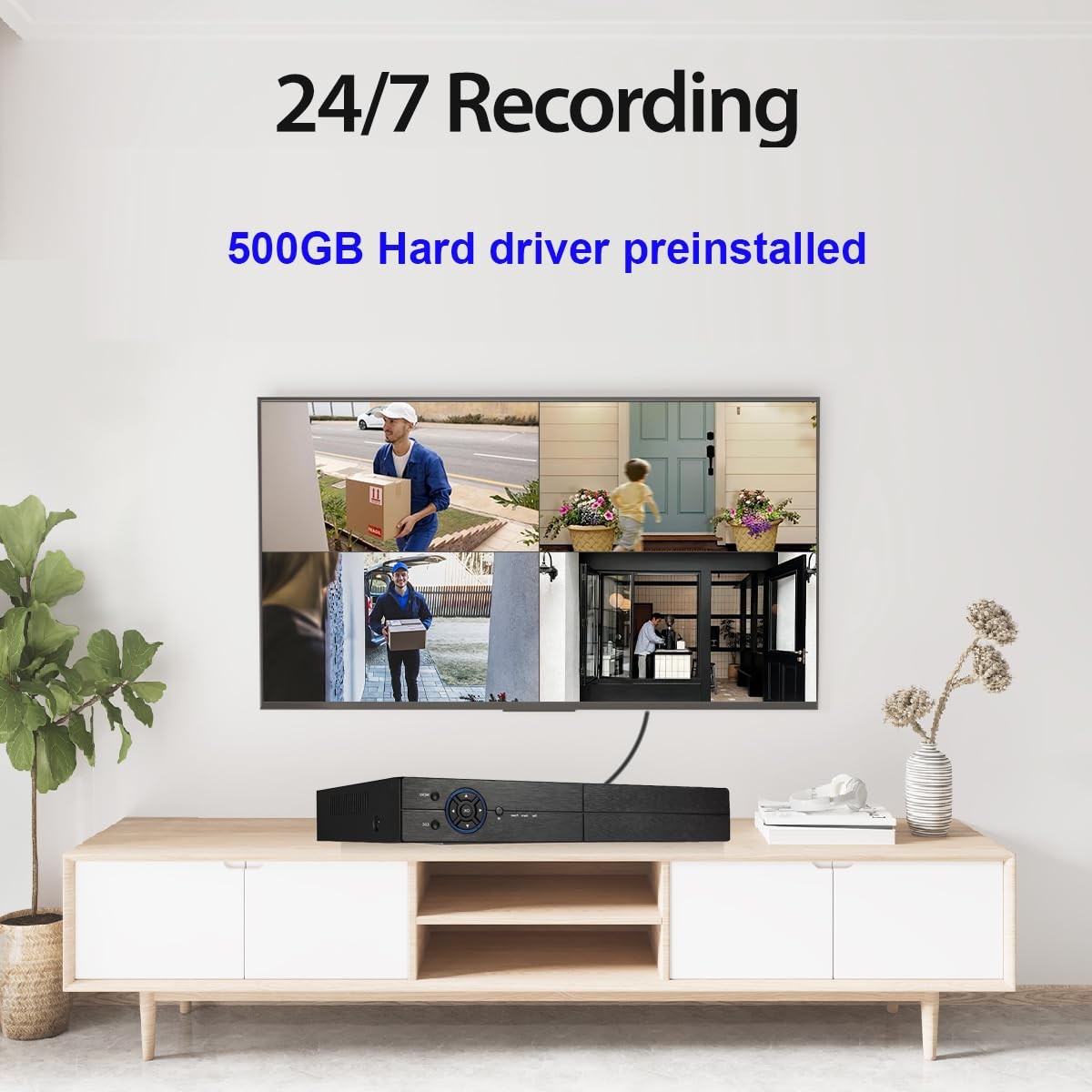 4 Channel Security Camera System 1080P DVR and 4pcs HD Weatherproof Cameras, …