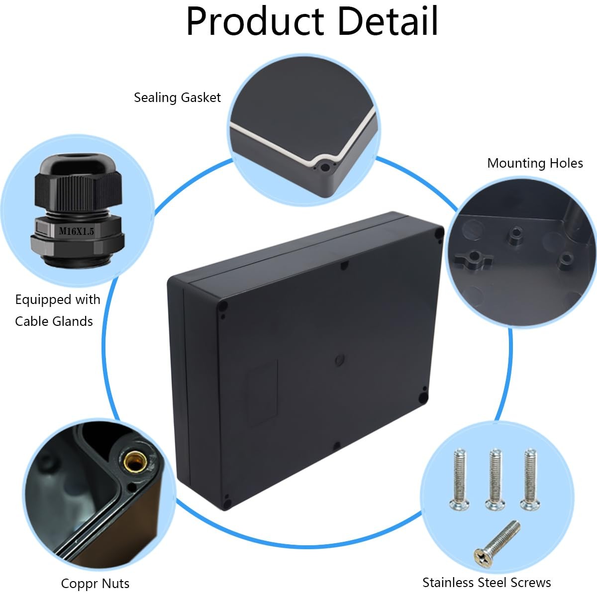 Otdorpatio Junction Box IP65 Waterproof ABS Plastic 10.35“x7.17”x2.36“, Black
