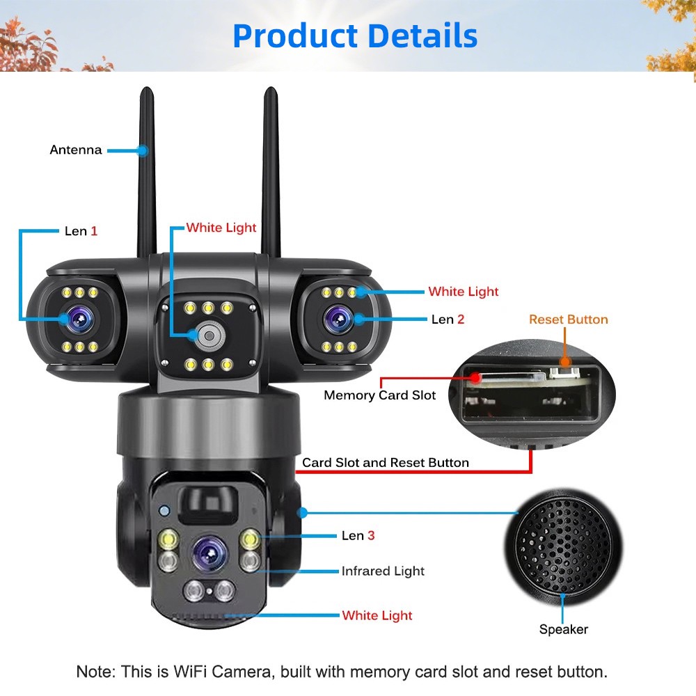 12MP Solar Battery Powered Home Security Camera Outdoor Wifi Wireless PTZ CCTV