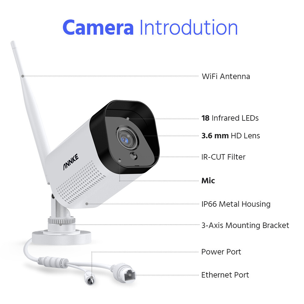 ANNKE 5MP Wifi 8CH NVR 3MP Outdoor Wireless Security Camera System Audio Record