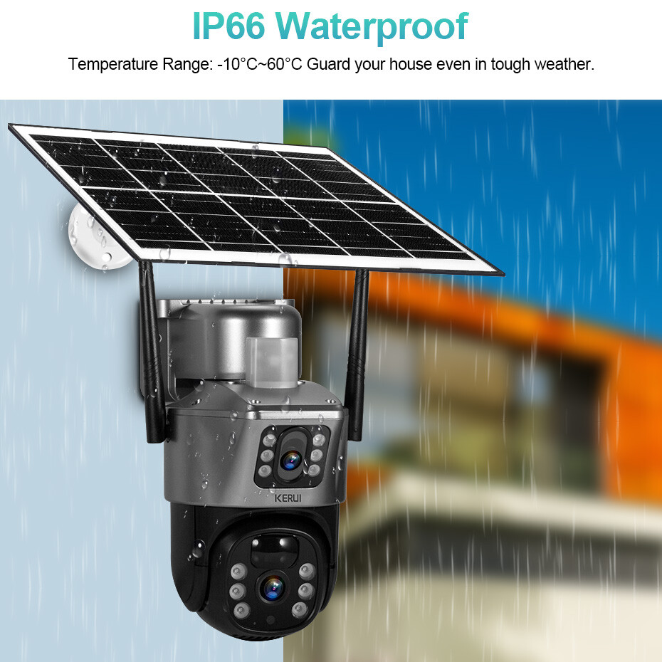 4MP Dual Lens Wireless Solar Security Camera 2 Pack Outdoor Surveillance 64GB SD