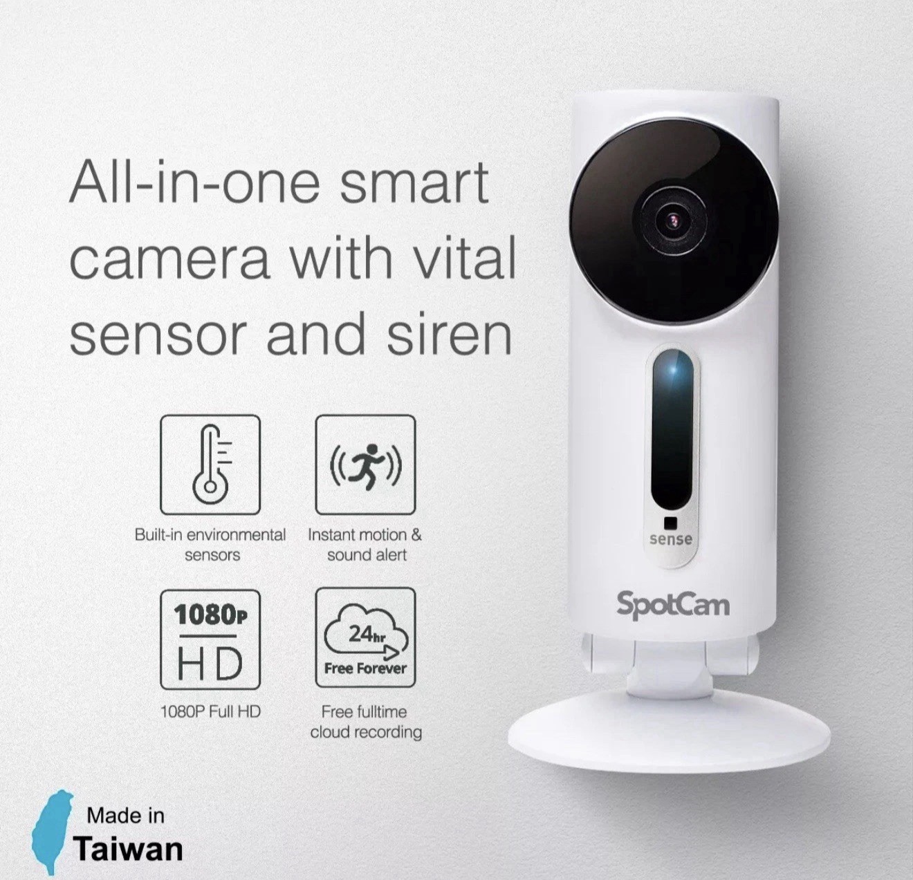 SpotCam Sense Wireless Security Camera 1080p, Motion Alert, Temperature Sensor