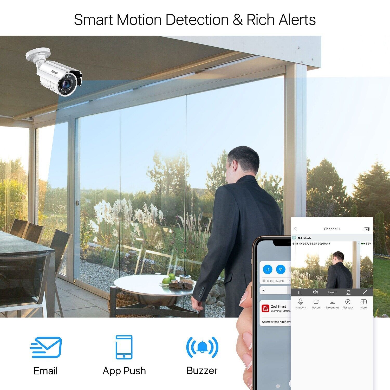 ZOSI 8CH 2MP Security Camera System H.265+ 5MP Lite HDMI DVR Home Weatherproof