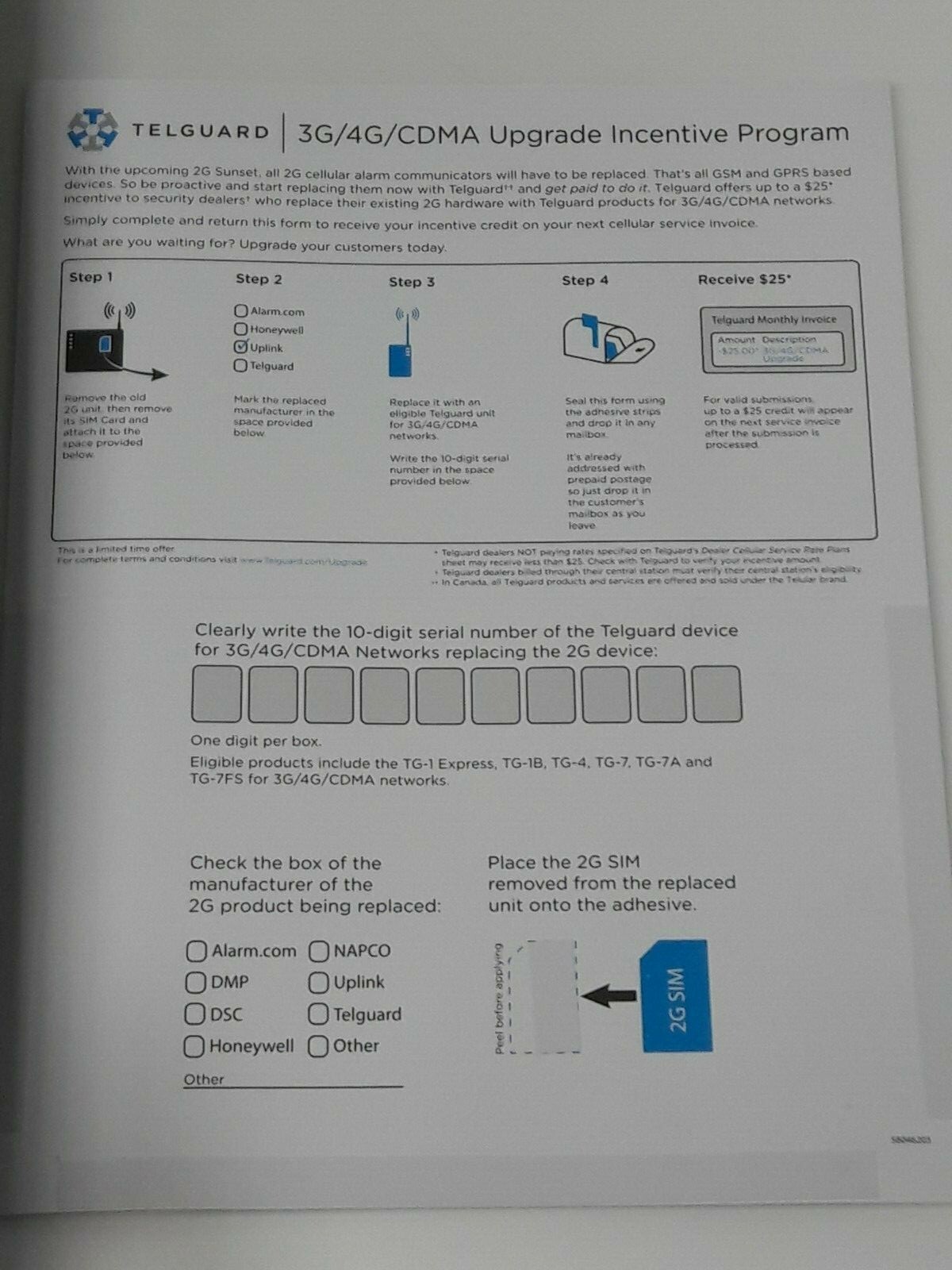 Telguard TG-4 Cellular Alarm Communicator 3G/4G CDMA TG4V0004
