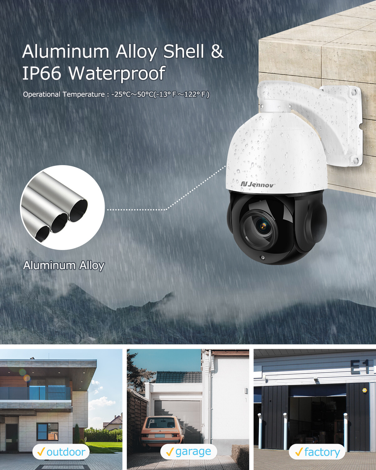 JENNOV 8MP 4K Audio PoE IP Security Zoom Camera Outdoor Night Vision Audio P87