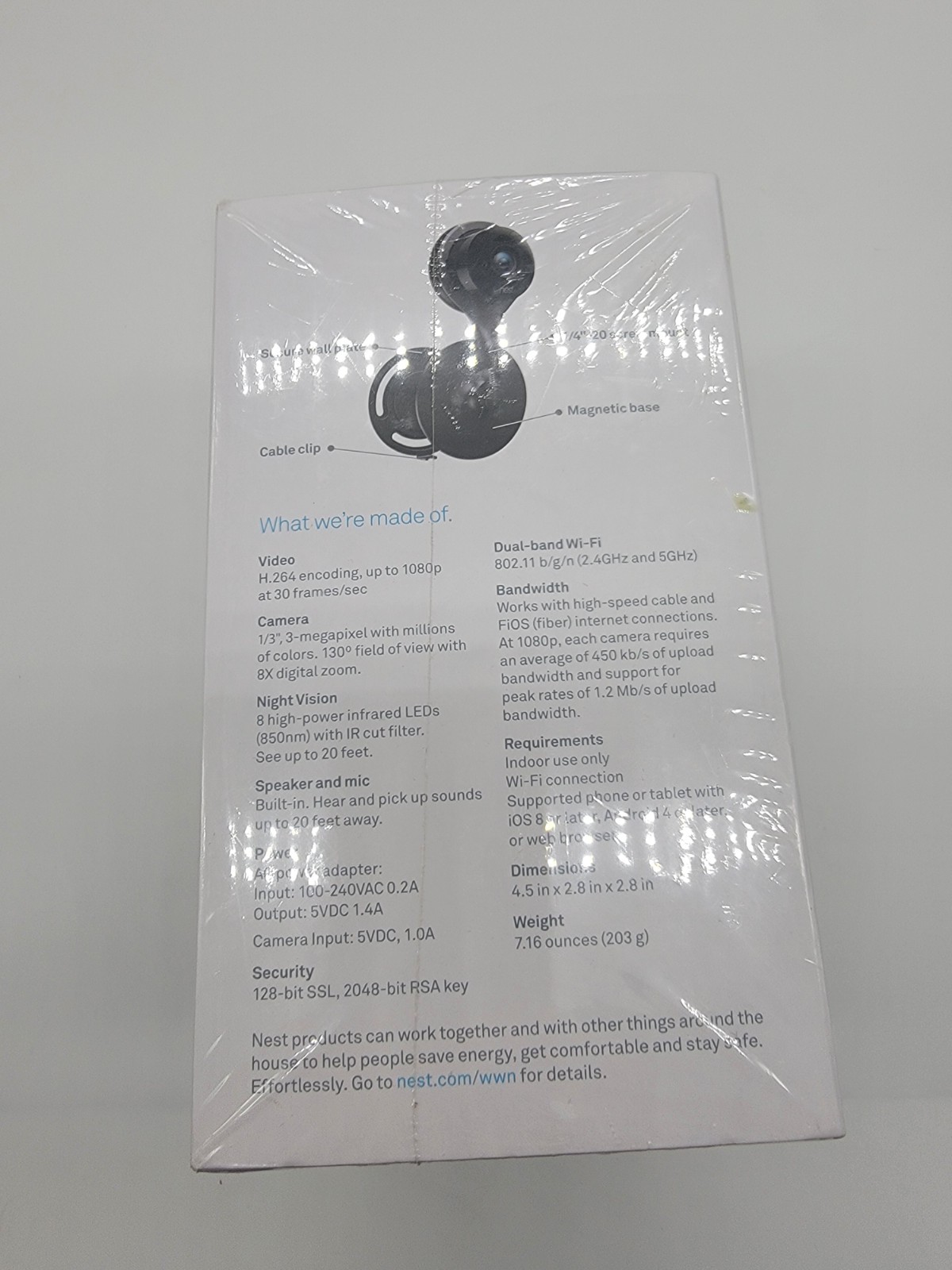Google Nest Cam NC1103US Pro Version Indoor Security Camera Black Sealed
