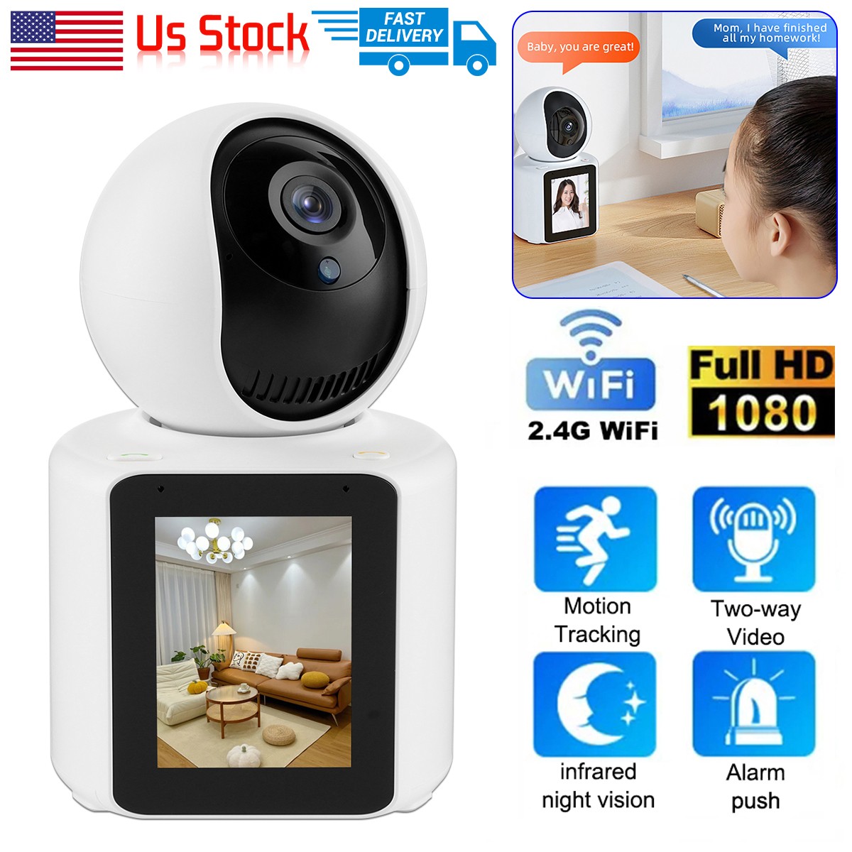 1080P Camera Wireless Wifi Home Security DVR Night Vision Two-Way video Baby Cam