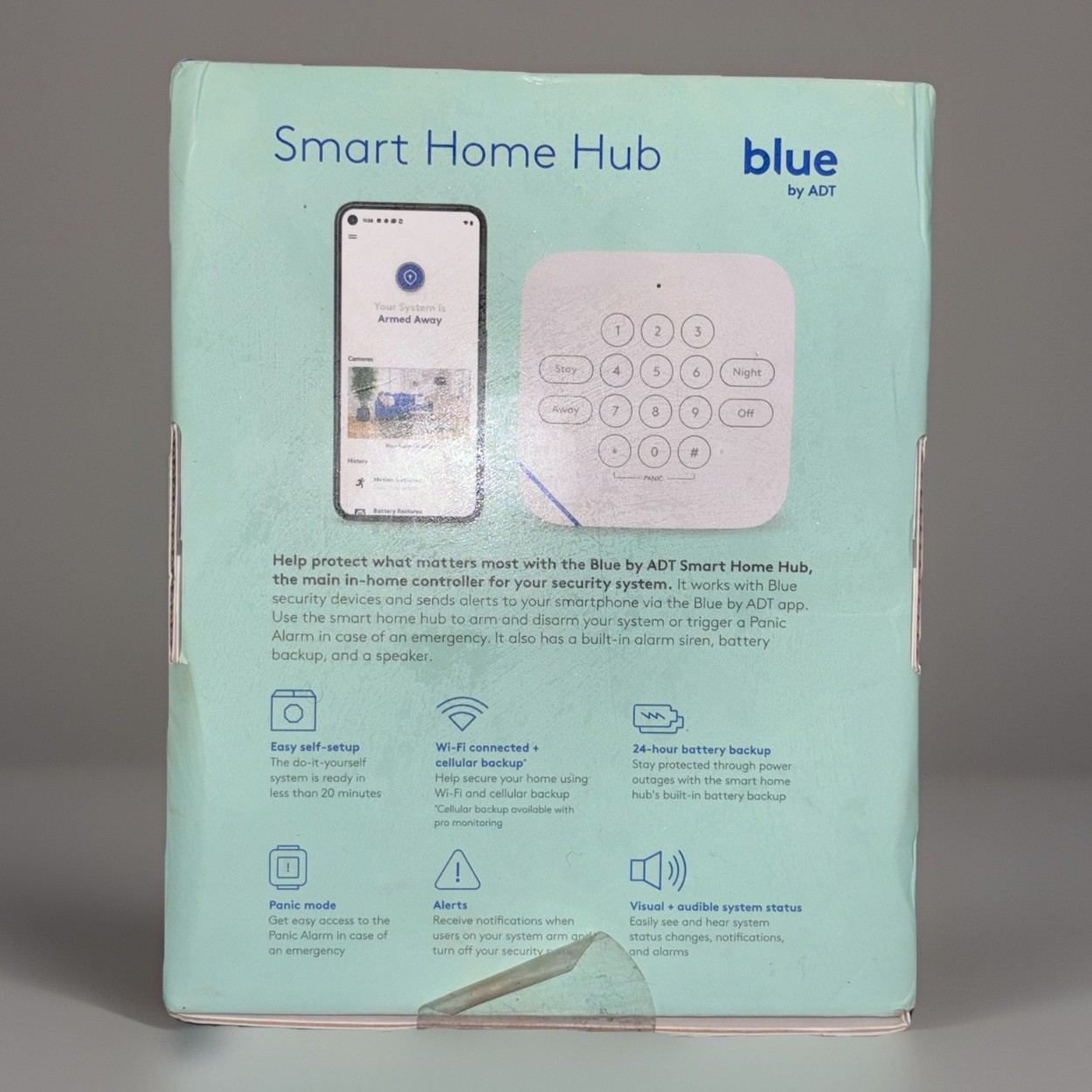 New In Box- Blue By ADT Self Setup Smart Home Hub White With Activation Code