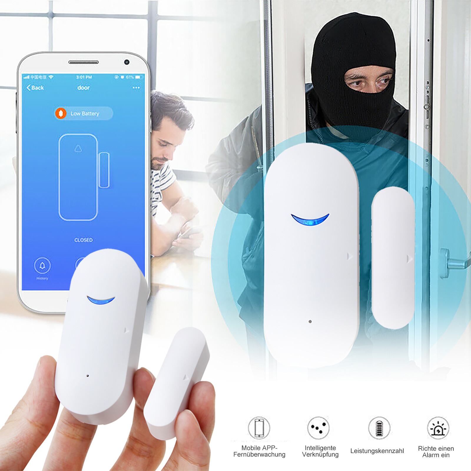 Wireless Wifi Home Window Door Burglar Security Alarm Sensor System Alexa Google