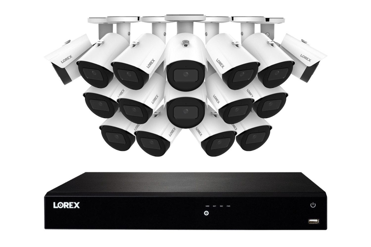 Lorex Fusion Series 4K 16 Channel 4TB Wired NVR System with IP Bullet Cameras
