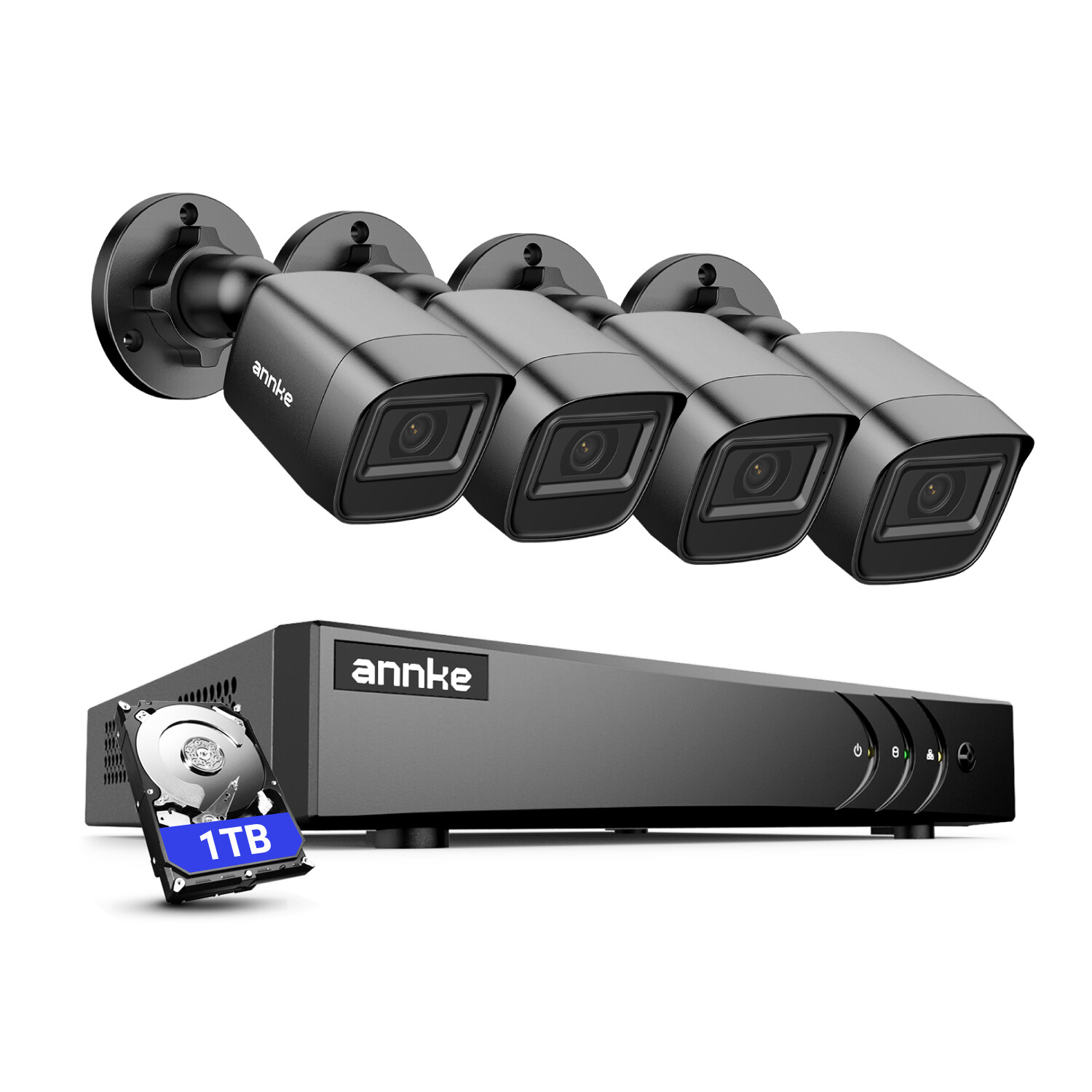 ANNKE 8CH 3K Lite DVR 1TB 1080P Video CCTV Security Camera System IR Night IP67