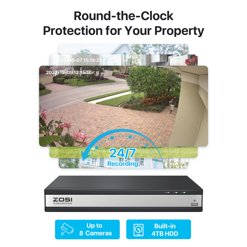 ZOSI 16CH 2MP 1080P Home Security Camera System 5MP Lite DVR CCTV Smart Alert IR