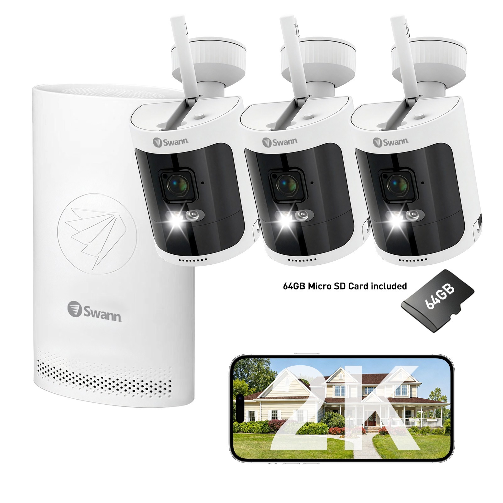 swann Wireless 2KSecurity Camera System 4MP 8CH NVR Two-Way Audio Recording