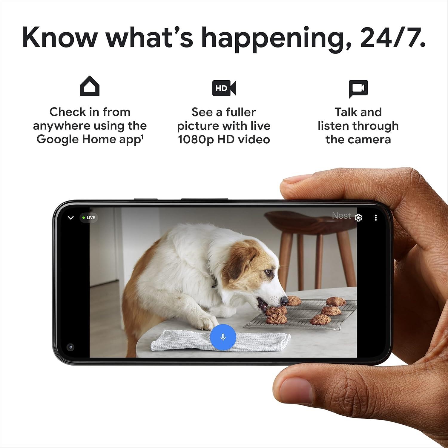 Google Nest Cam Indoor Wired White Smart Home Security Camera 1080p Night New