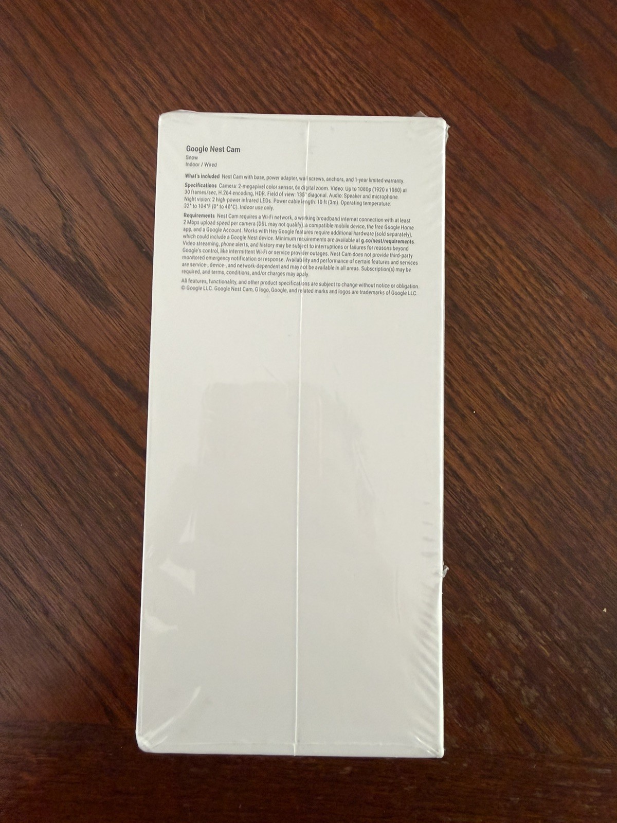Google Nest Cam 2nd Gen Indoor Wired Security Camera Snow (Sealed Box)