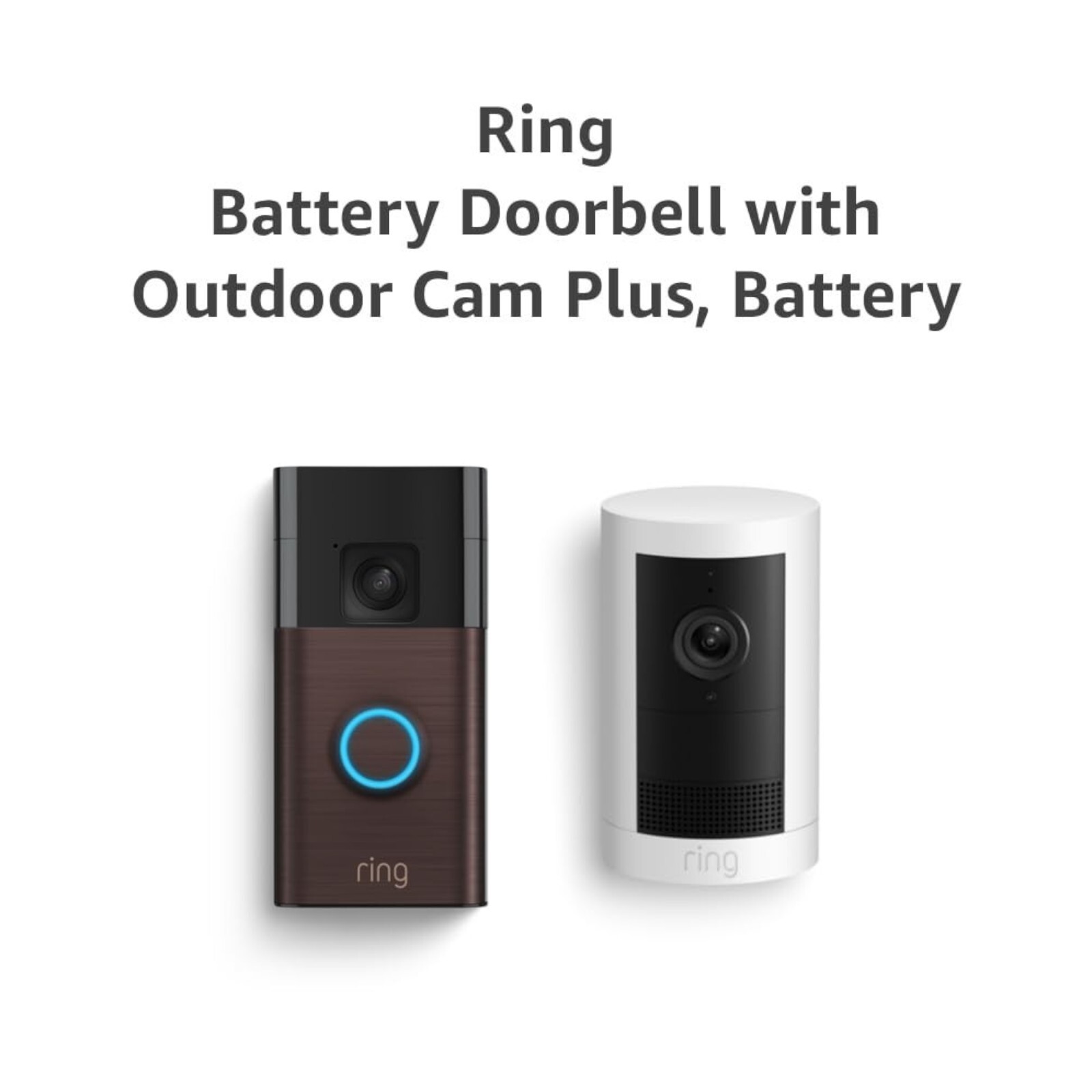 Ring Battery Doorbell Venetian Bronze Smart Wi-Fi with Outdoor Cam Plus White