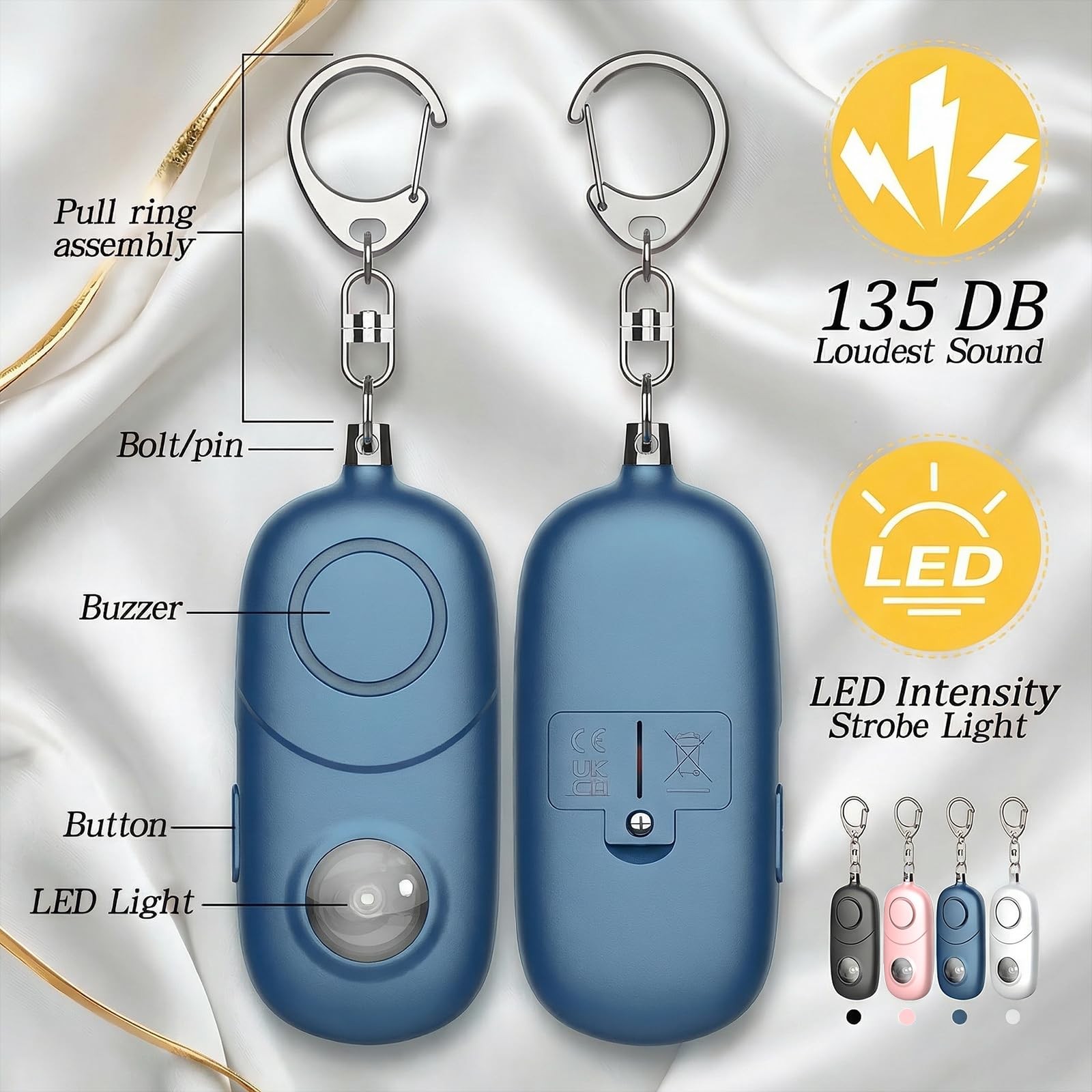 Personal Alarm for Women Keychain Alarm: 135dB Emergency Keychain Siren with …