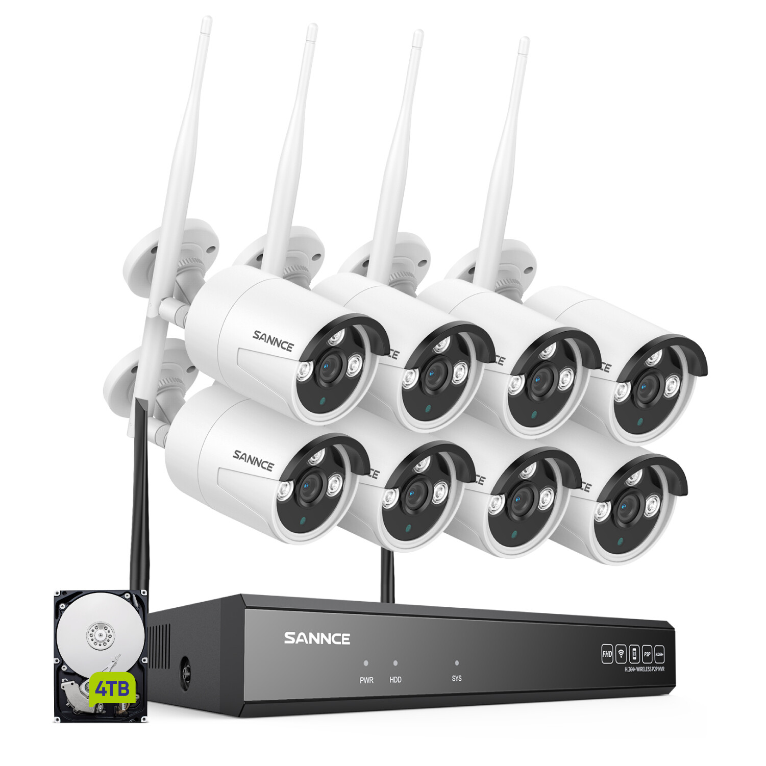 SANNCE Wireless 10CH NVR HD 5MP IP WIFI Security Camera System 2 Way Audio AI