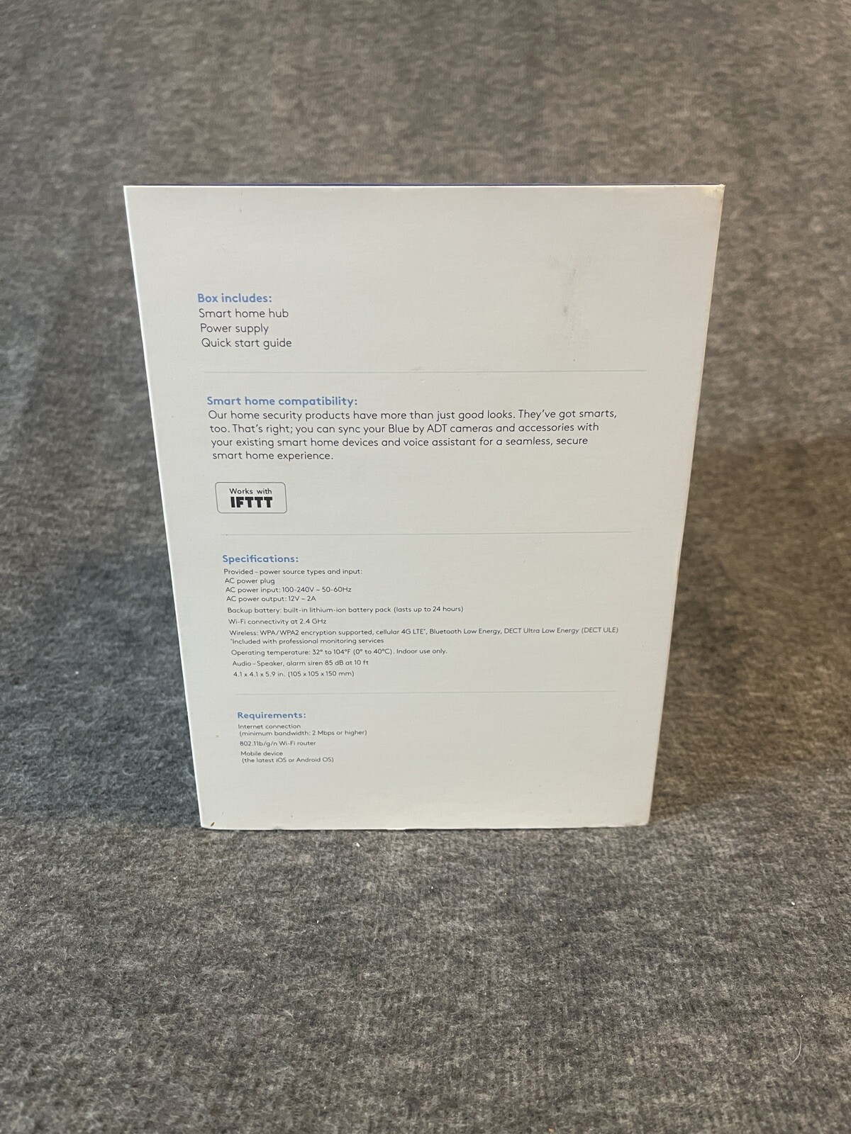 NIB Blue By ADT Smart Home Hub S40LR0-01 Pearl Gray