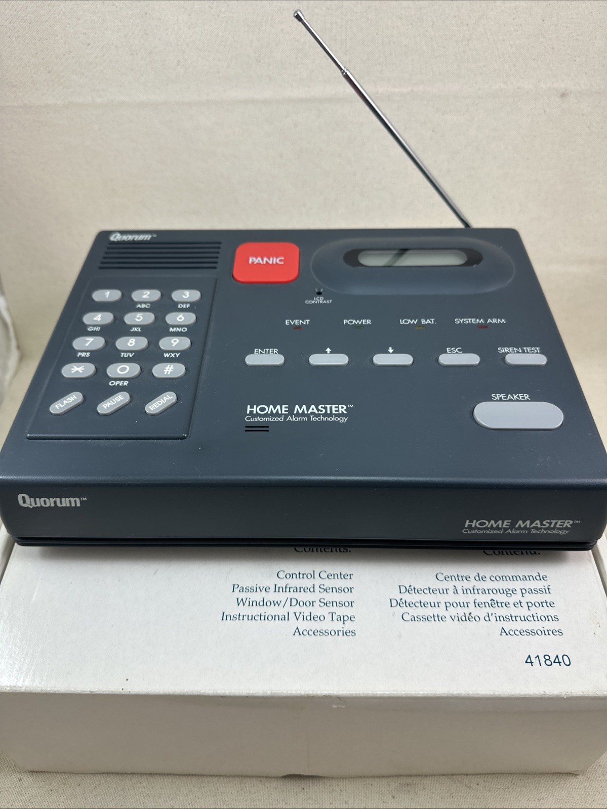 Quorum Home Master HM-100 Security System with remote , cassette , AC adapter