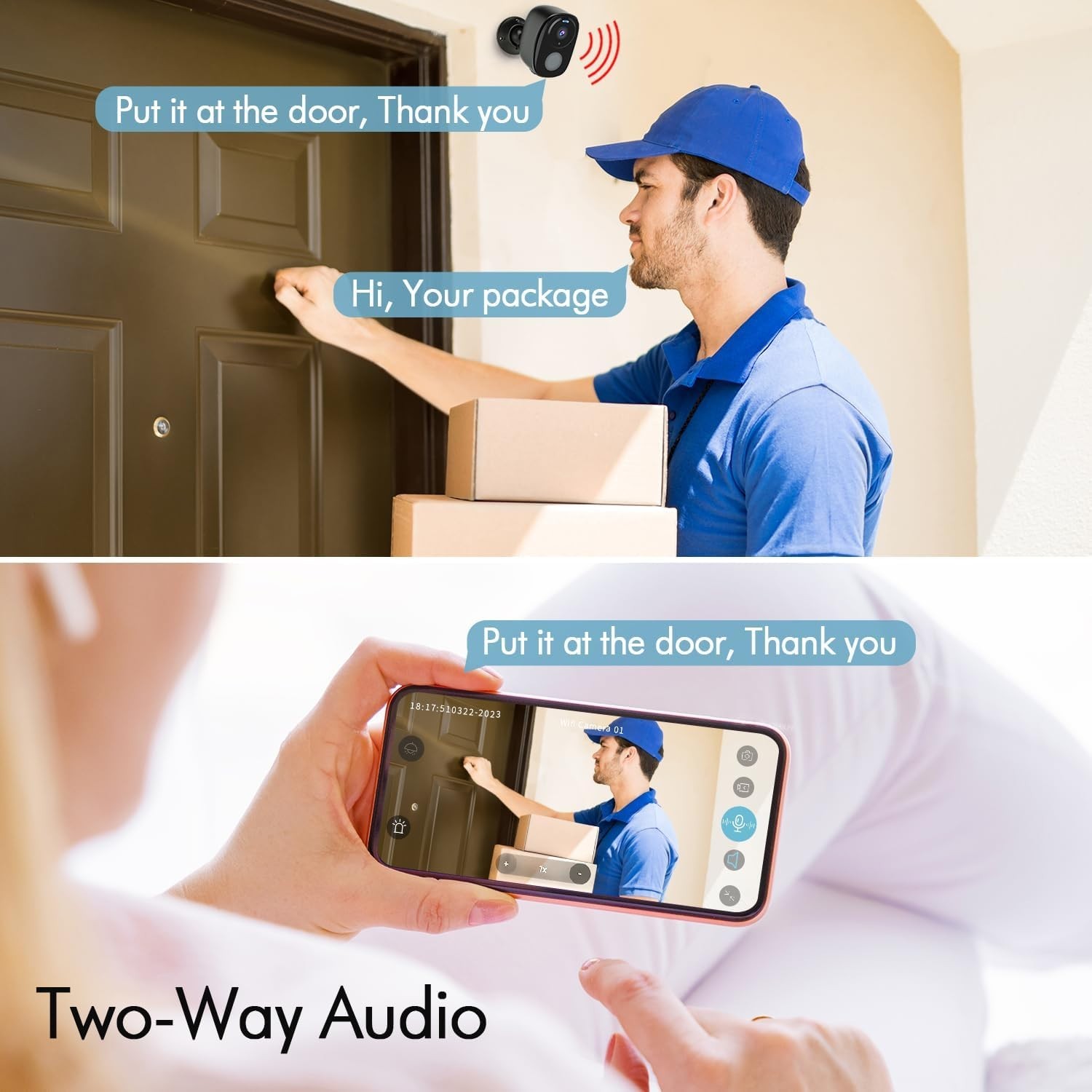 Wireless Outdoor Camera 2PCS 1080P Security Cameras WiFi Video Night Vision