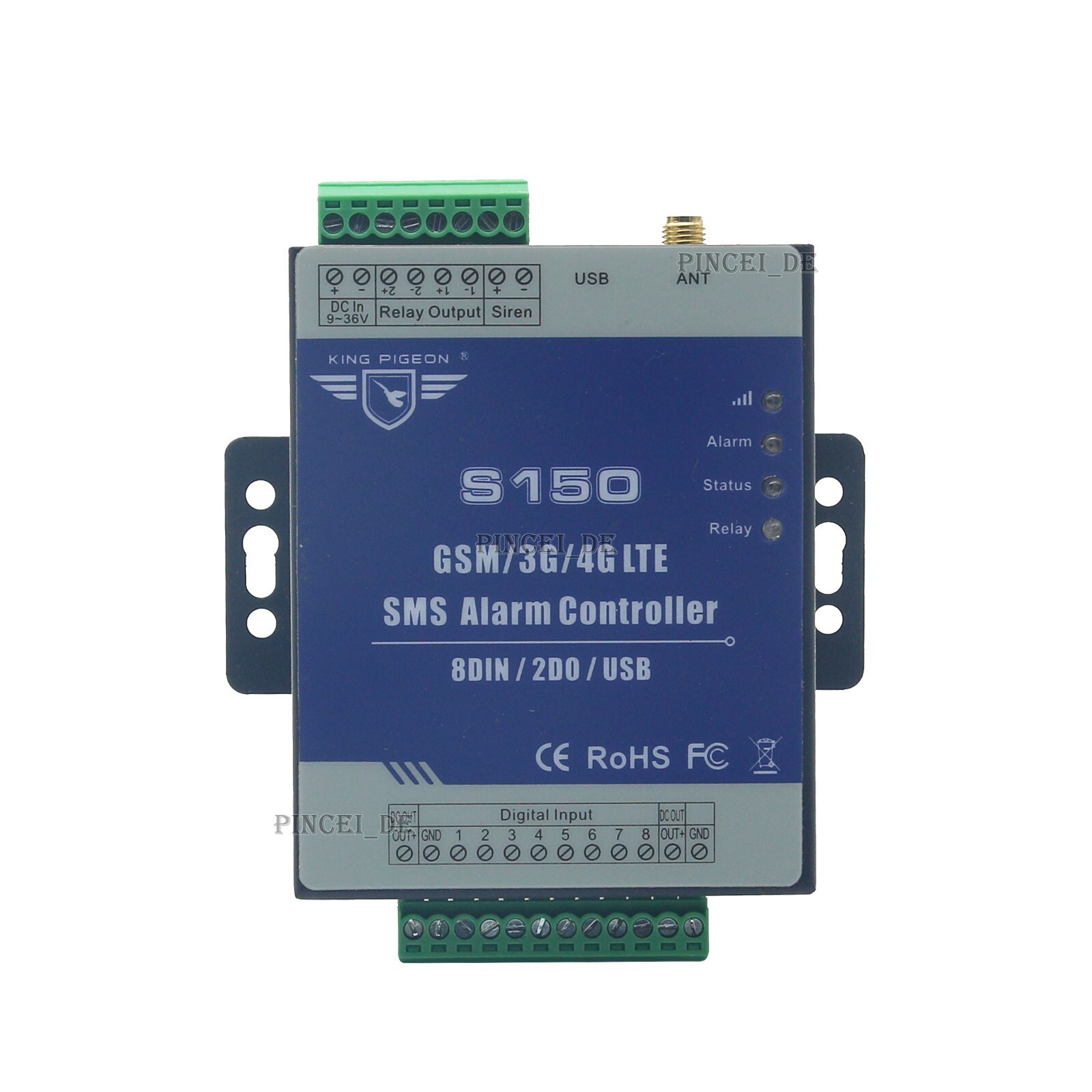 S150 4G GSM SMS 8 Way Remote Controller Alarm Relay Switch