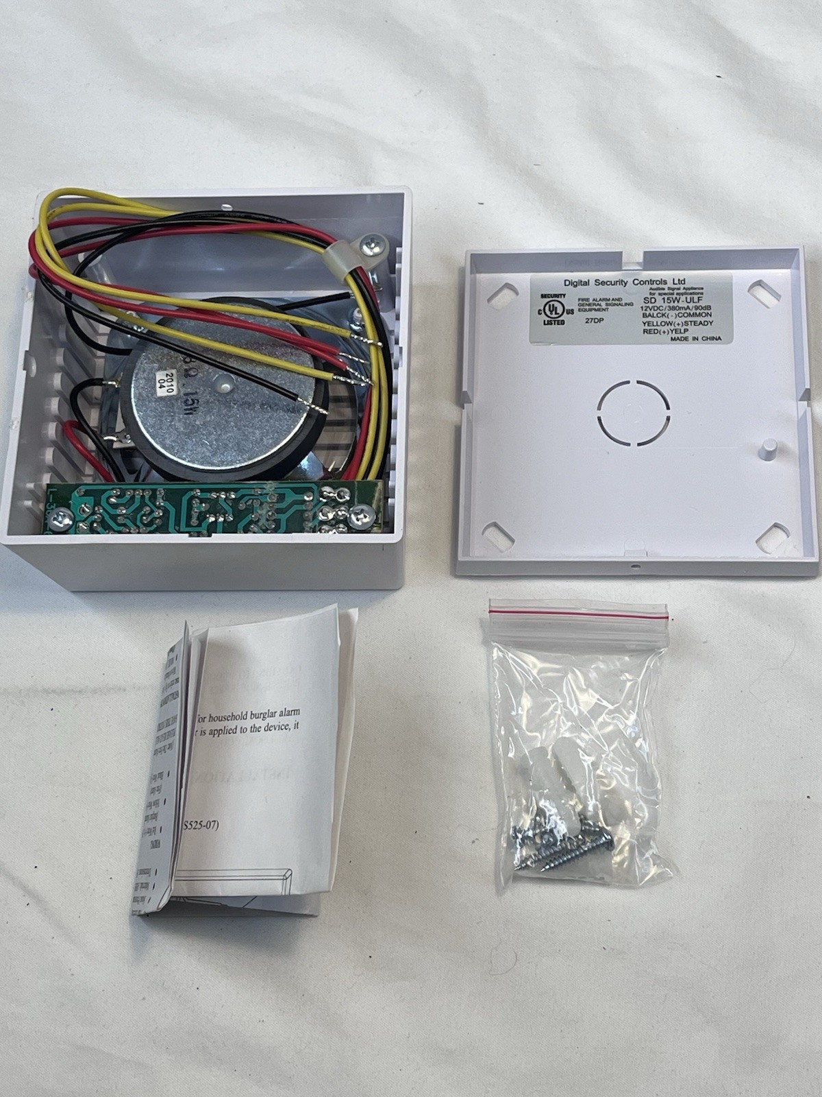 DSC Electronic Siren SD 15W-ULF Indoor New Alarm System Siren Wired Dual Tone